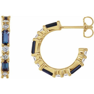 1/2 CTW Lab-Grown Blue Sapphire and Natural Diamond Earrings in 14K Gold & Silver