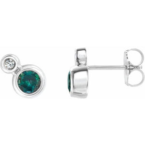 .03 CTW Lab-Grown Alexandrite and Natural Diamond Earrings in 14K Gold, Silver & Platinum
