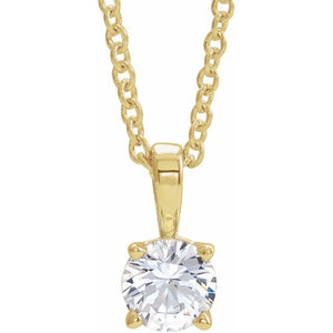 Natural Amethyst Round Birthstone Necklace in 14K Gold, Sterling Silver & Platinum