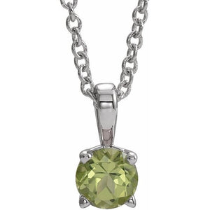 Natural Amethyst Round Birthstone Necklace in 14K Gold, Sterling Silver & Platinum