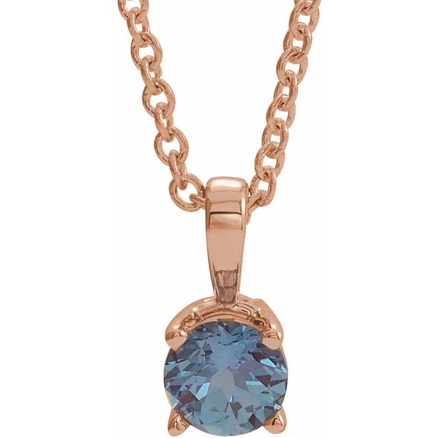 Lab-Grown Emerald Round Birthstone Necklace in 14K Gold & Platinum