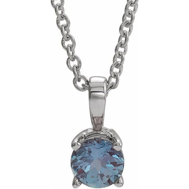 Natural Amethyst Round Birthstone Necklace in 14K Gold, Sterling Silver & Platinum
