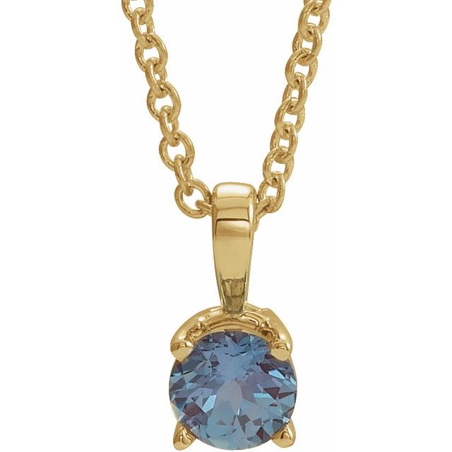 Lab-Grown Emerald Round Birthstone Necklace in 14K Gold & Platinum