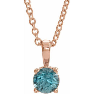 Natural Amethyst Round Birthstone Necklace in 14K Gold, Sterling Silver & Platinum