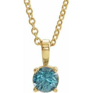 Natural Amethyst Round Birthstone Necklace in 14K Gold, Sterling Silver & Platinum