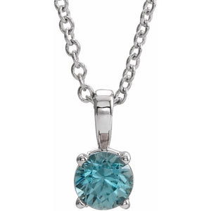 Natural Amethyst Round Birthstone Necklace in 14K Gold, Sterling Silver & Platinum