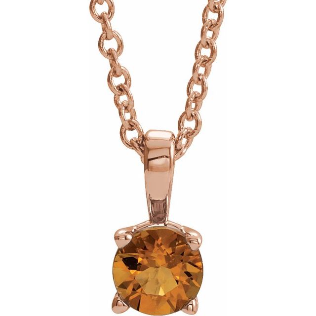 Natural Amethyst Round Birthstone Necklace in 14K Gold, Sterling Silver & Platinum