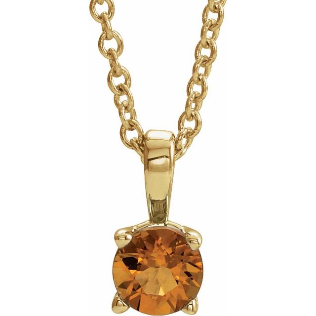 Natural Amethyst Round Birthstone Necklace in 14K Gold, Sterling Silver & Platinum