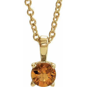 Natural Amethyst Round Birthstone Necklace in 14K Gold, Sterling Silver & Platinum