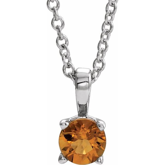 Natural Amethyst Round Birthstone Necklace in 14K Gold, Sterling Silver & Platinum