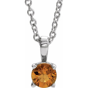 Natural Amethyst Round Birthstone Necklace in 14K Gold, Sterling Silver & Platinum