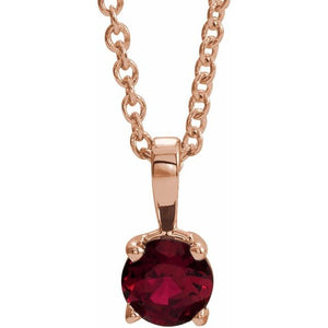 14K Gold Natural Mozambique Garnet Birthstone Pendant