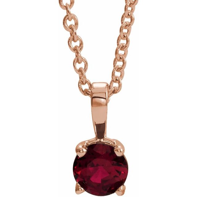 Natural Amethyst Round Birthstone Necklace in 14K Gold, Sterling Silver & Platinum