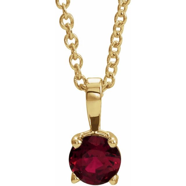 Lab-Grown Emerald Round Birthstone Necklace in 14K Gold & Platinum