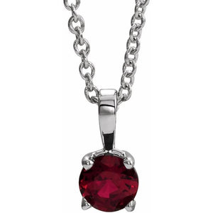 Natural Birthstone Necklace with Mozambique Garnet in 14K Gold, Silver & Platinum