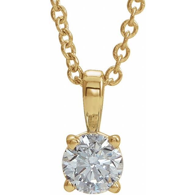 1/4 CTW Natural Diamond Round Birthstone Necklace in 14K Gold and Platinum