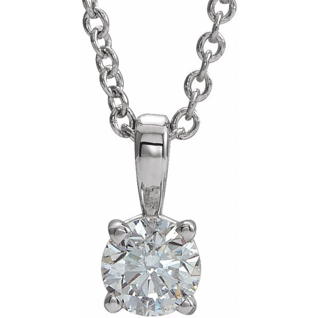 Natural Diamond Birthstone Necklace | 14K Gold & Platinum | 1/10 CTW | 16 - 18 In | Round | Polished