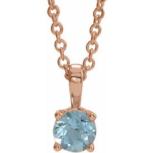 Natural Amethyst Round Birthstone Necklace in 14K Gold, Sterling Silver & Platinum