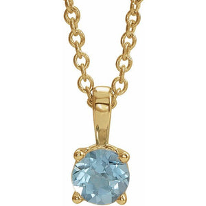 Natural Amethyst Round Birthstone Necklace in 14K Gold, Sterling Silver & Platinum