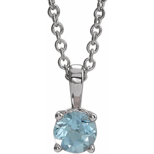 Natural Amethyst Round Birthstone Necklace in 14K Gold, Sterling Silver & Platinum