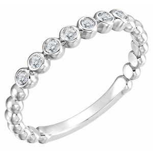 14K Gold Natural Aquamarine Stackable Ring