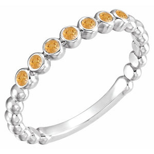 14K Gold Natural Aquamarine Stackable Ring
