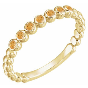 14K Gold Natural Aquamarine Stackable Ring