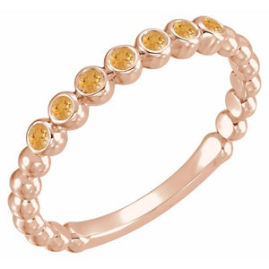 14K Gold Natural Aquamarine Stackable Ring