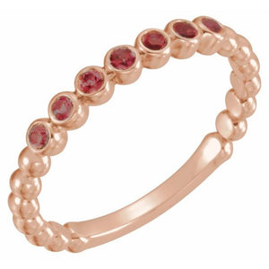 14K Gold Natural Aquamarine Stackable Ring