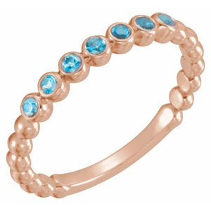 14K Gold Natural Aquamarine Stackable Ring