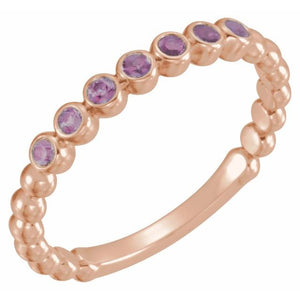 14K Gold Natural Aquamarine Stackable Ring