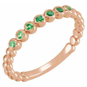 14K Gold Natural Aquamarine Stackable Ring