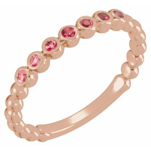 14K Gold Natural Aquamarine Stackable Ring
