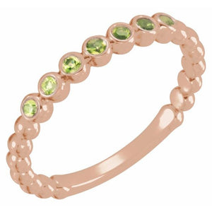14K Gold Natural Aquamarine Stackable Ring