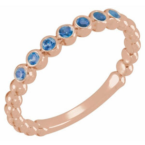 14K Gold Natural Aquamarine Stackable Ring