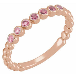 14K Gold Natural Aquamarine Stackable Ring