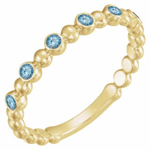 14K Gold Natural Blue Sapphire Stackable Ring