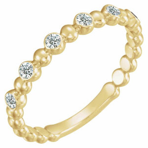 14K Gold, Platinum, Sterling Silver Natural Diamond Stackable Ring - Options Available