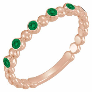 Lab-Grown Emerald & Ruby Stackable Rings Crafted in 14K Gold, Silver & Platinum
