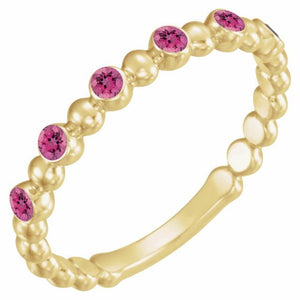 14K Gold Natural Blue Sapphire Stackable Ring