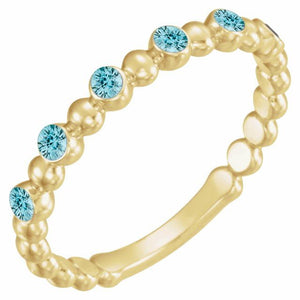 14K Gold Natural Blue Sapphire Stackable Ring