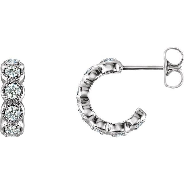 7/8 Ctw Natural Diamond Hoop Earrings