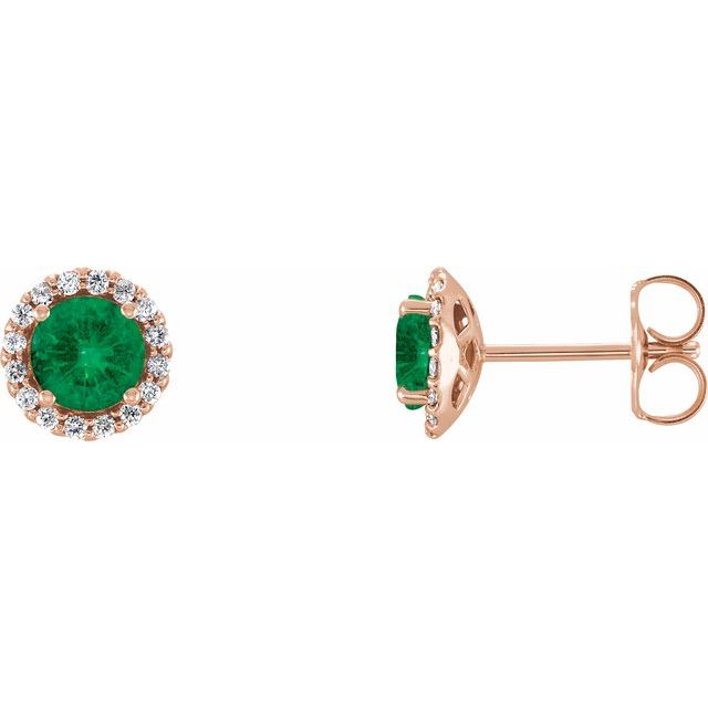 1/10 CTW Lab-Grown Emerald and Natural Diamond Earrings in 14K Gold, Silver & Platinum