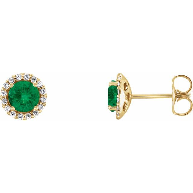 1/10 CTW Lab-Grown Emerald and Natural Diamond Earrings in 14K Gold, Silver & Platinum