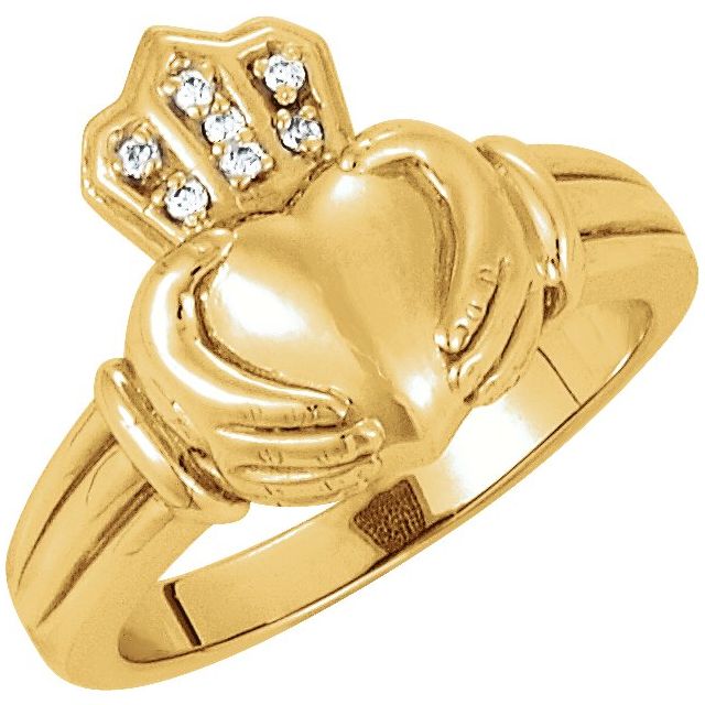 Natural Diamond Claddagh Band | 14K Gold options* | .03 CTW | Round | Polished