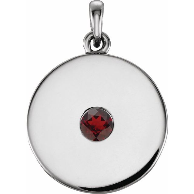 14K Gold Natural Ruby Disc Pendant