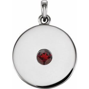14K Gold Natural Ruby Disc Pendant