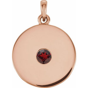 14K Gold Natural Ruby Disc Pendant