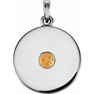 Natural Ruby Disc Pendant in 14K Gold, Silver & Platinum