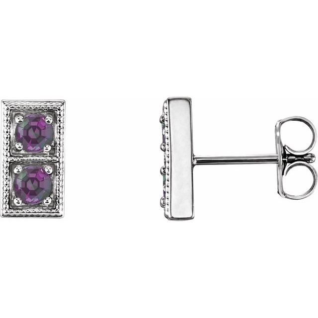 Lab-Grown Alexandrite & Ruby Earrings in 14K Gold, Silver & Platinum
